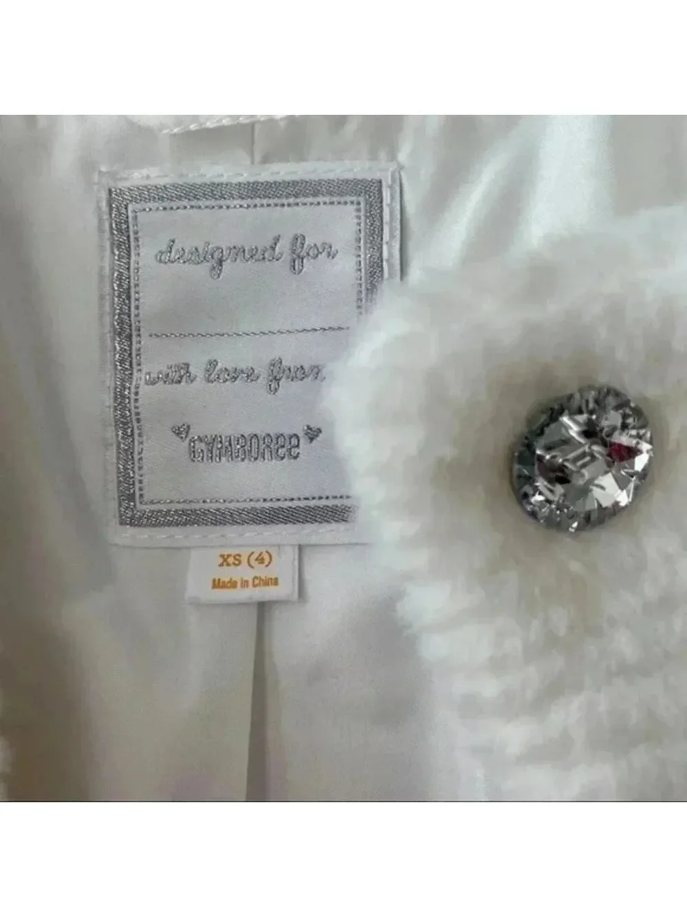 Gymboree Girls Faux Fur Jacket white/ ivory